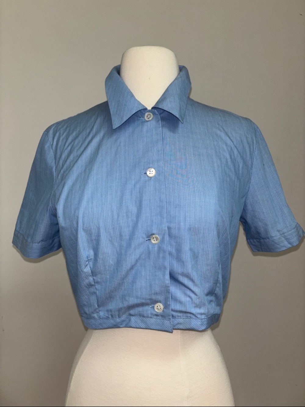 ICB Cropped Light Blue Button Up Shirt